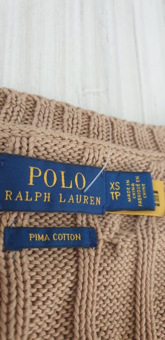 POLO Ralph Lauren Cable Pima Cotton  V - Neck XS НОВО ОРИГИНАЛ Пуловер