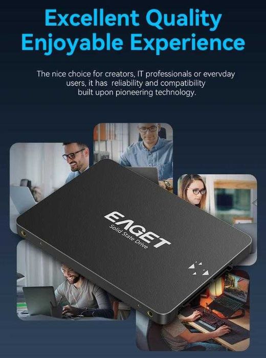 DVR NVR SMART SSD 120GB SATAIII 6Gb/s 2.5" SATA R560 WR500 3D TLC Nand Flash NVME SMI TRIM NCQ Форм фактор 2.5-инчов твърд диск Марка OSCOO или EAGET