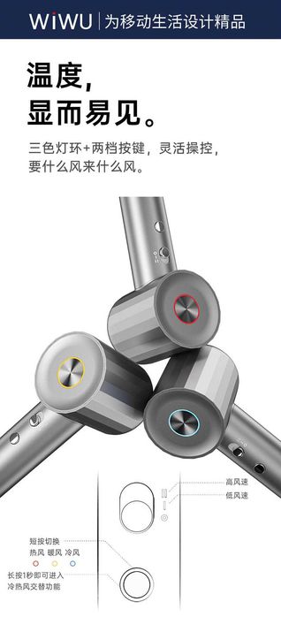 WiWU Wi520 Hypersonic Профессиональные Фен отрицательными ионами Dyson