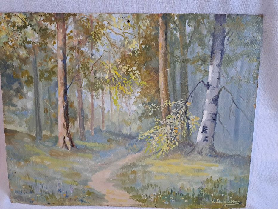 tablou vechi pictura pe pfl 43/33,5 cm semnat