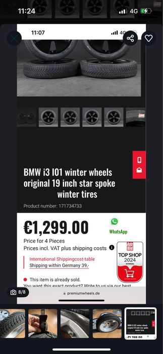 Jante Bmw I3 Iarna 8mm Bridgestone Blizzak 19 Runflat