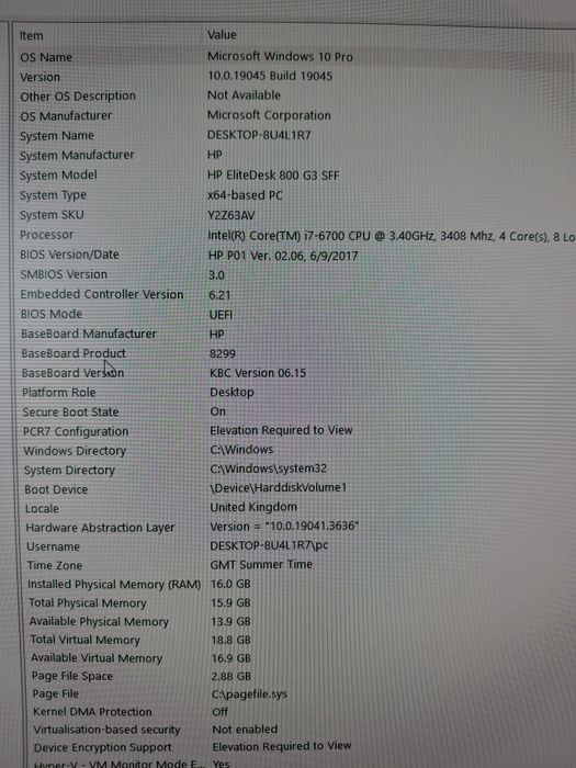 Vand HP EliteDesk 800  I7-6700 16G Ram