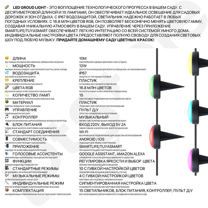 Садовый светильник уличное освещение гирлянда на стену домой 10 метров
