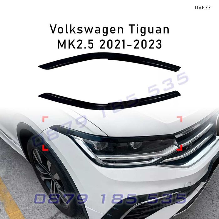 Вежди за фарове за VW Tiguan MK2.5 2021–2023 черен гланц DV677 тунинг добавки tuning dobavki vejdi farove