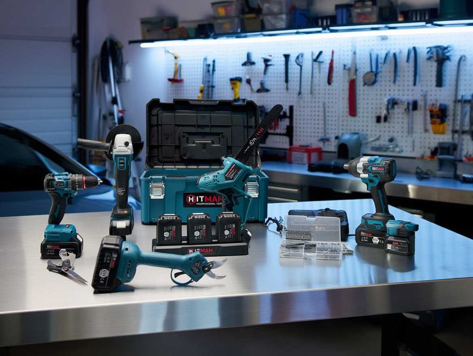 Set Scule Electrice HITMAN 62V 5 Piese cu 3 Baterii si valiza