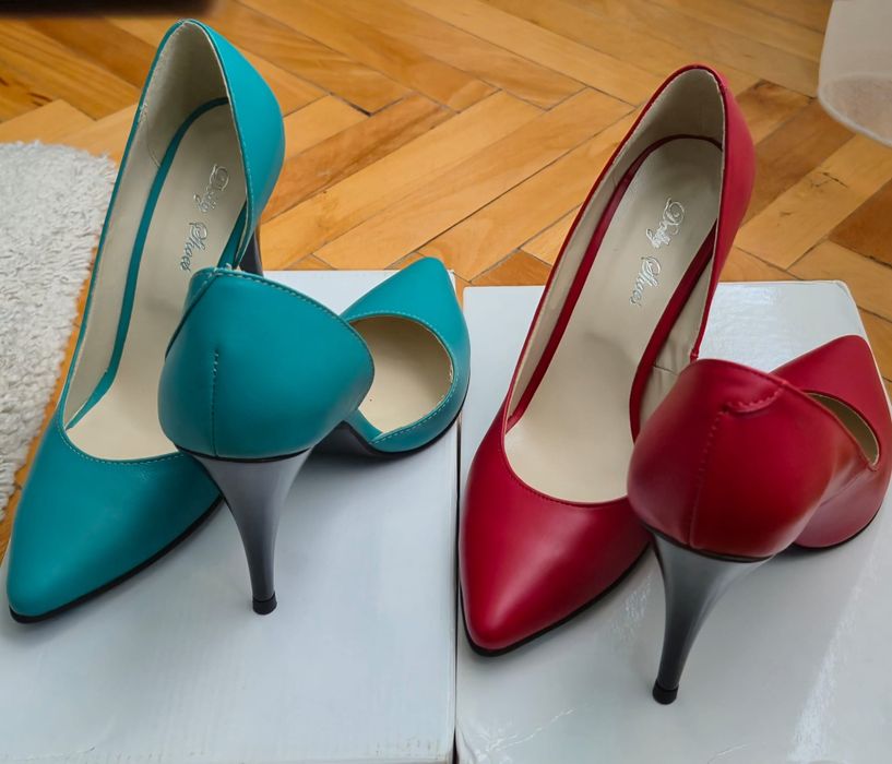 Pantofi stiletto noi piele naturala