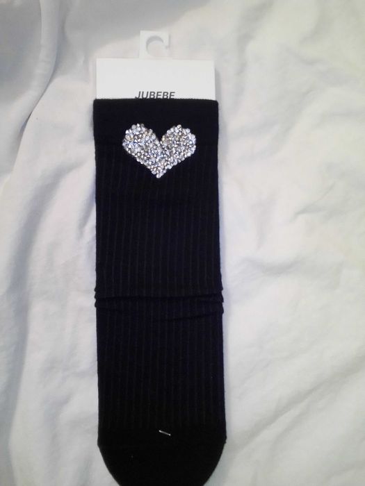 Интересни-маркова блуза, пола и луксозни чорапи с диамантено сърце