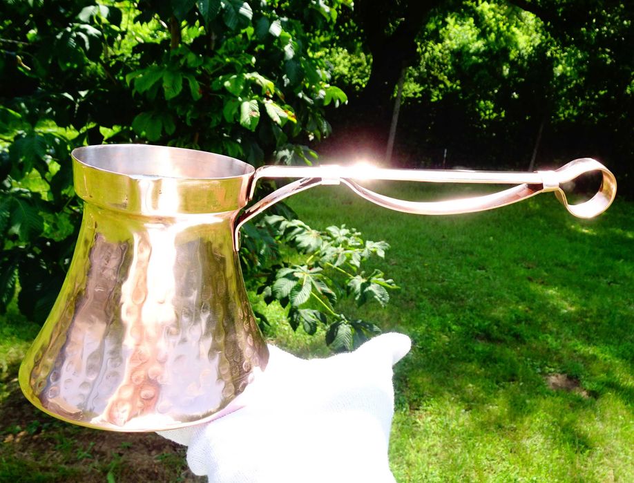 Медно джезве 650 мл.,дълга медна дръжка.