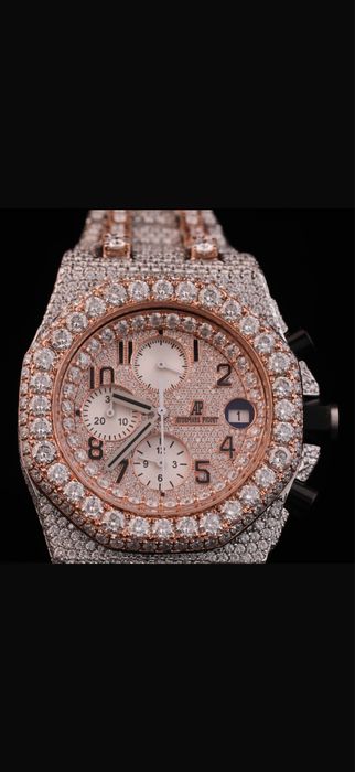 Rose Gold Iced Out Chronograph Diamond Watch | Luxury Fully Flooded Watch