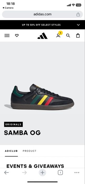 Adidas Samba OG Black Rasta marimea 38 si 2/3