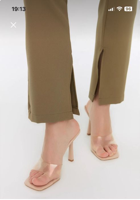 Pantaloni Khaki cu talie inalta si despicatura Marime XS/34