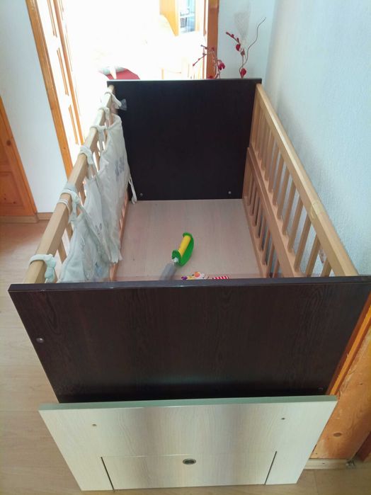 НАМАЛЕНА !!!3 в 1- кошара ,люлка и легло с вграден шкаф на колела п