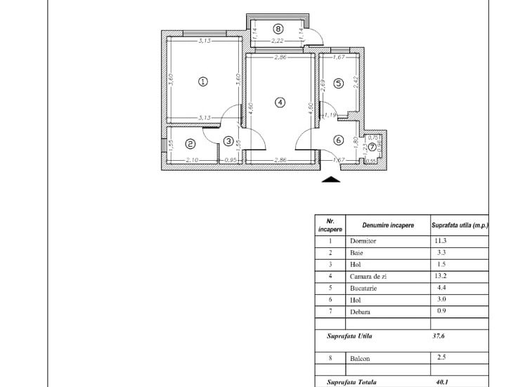 Apartament 2 camere semidecomandate, parter