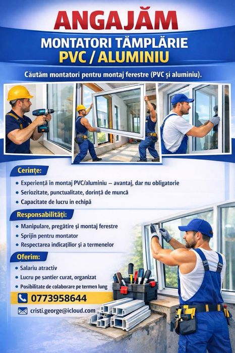 Montator cu experienta,tamplarie pvc si aluminij