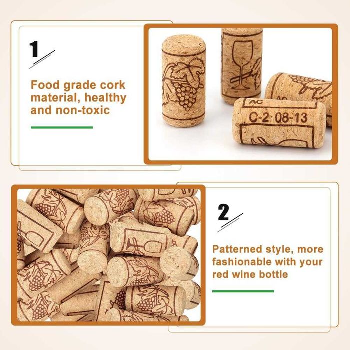 Set 100 dopuri din pluta naturala pentru sticle 2.2 x 3.3 cm