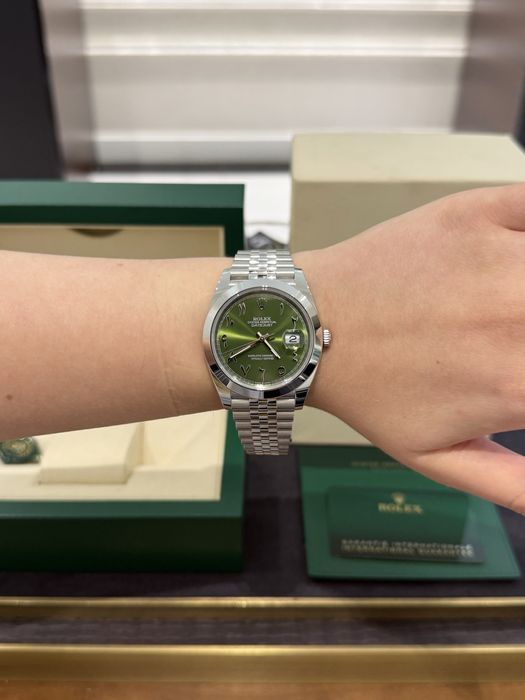NEW Rolex Datejust 41mm Steel Green Arabic Dial Custom 126300