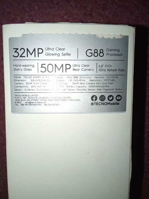 Tecno Mobile Spark 10 pro rom+16gb ga 128 rom hech qayeri alishmagan