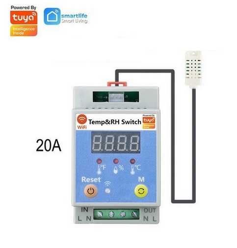 TUYA WiFi прекъсвач, термостат с измерване на температура и влажност