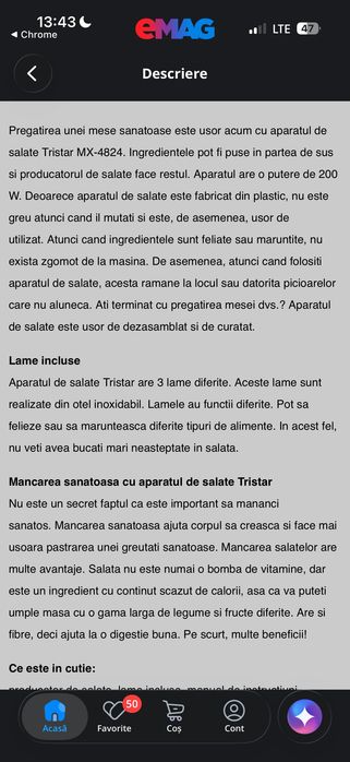 Razatoare electrica  Tristar cu garantie