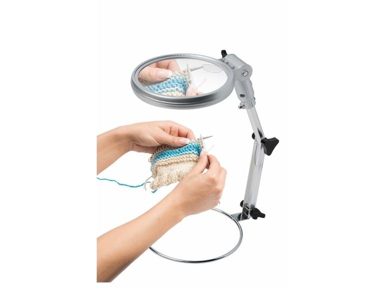 LUPA cu lumina cu LED si STATIV - noua, sigilata, produsa in Germania; ideala pentru cusut, crosetat, mesterit, electronica, bricolat, filatelie, etc