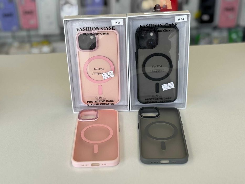 Husă cu MagSafe Fumurie , folie, cablu, încărcător iPhone 14/13