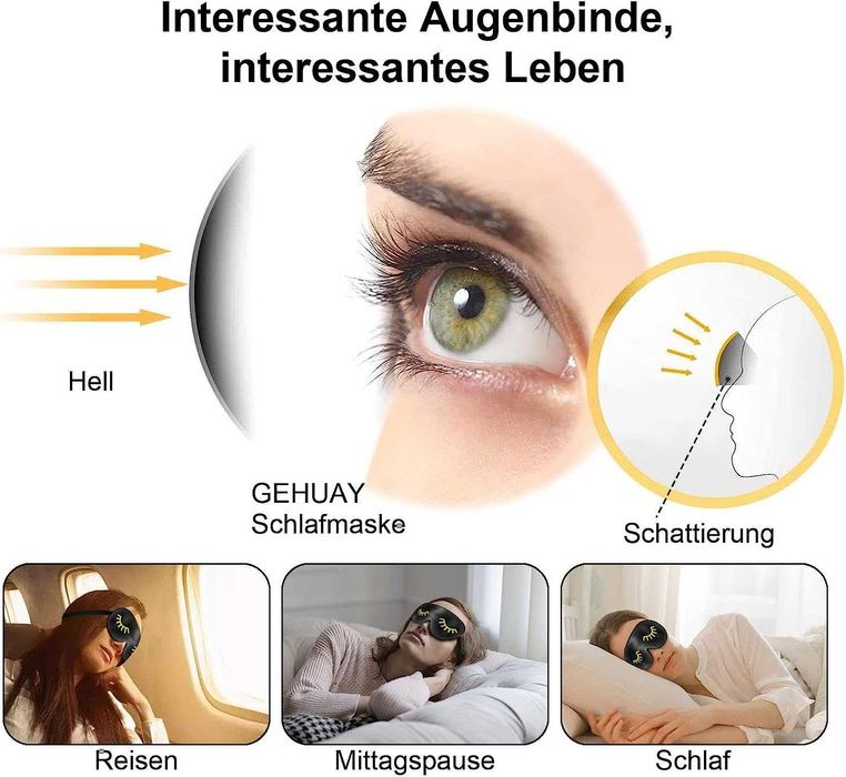 Set 2 masti pentru somn + 2 perechi dopuri pentru urechi, negru