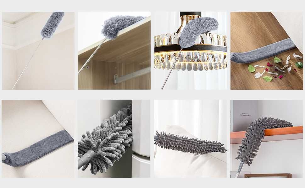 Pamatuf praf microfibra, perie telescopica, metalica, 3 capete 250cm