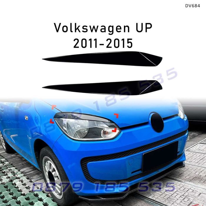 Вежди за фарове VW Up 2011-2015 гланц черен DV684 tuning dobavki vejdi farove добавки ъп