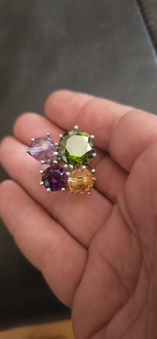 Inel argint ametist citirin peridot