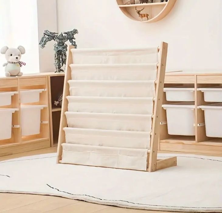 Голяма дървена детска библиотека за деца по Монтесори етажерка книги