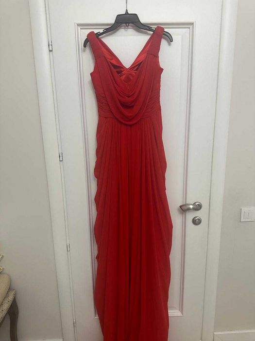 Платье вечернее красное длина макси