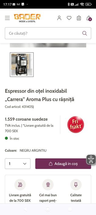 Aparat de cafea cu macinare boabe
