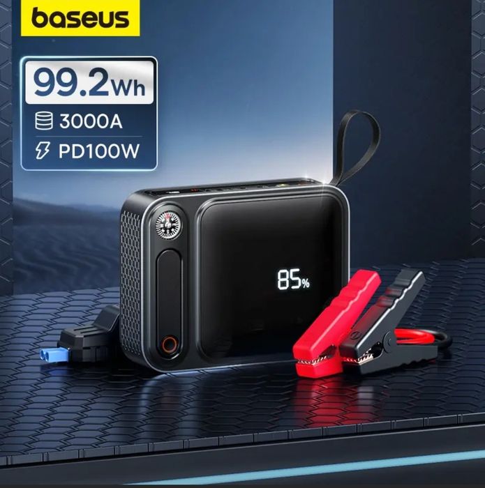 Пусковое Устройство Baseus 3000A Ultra PD 100W DC2/ 12V-10A 26800mAh