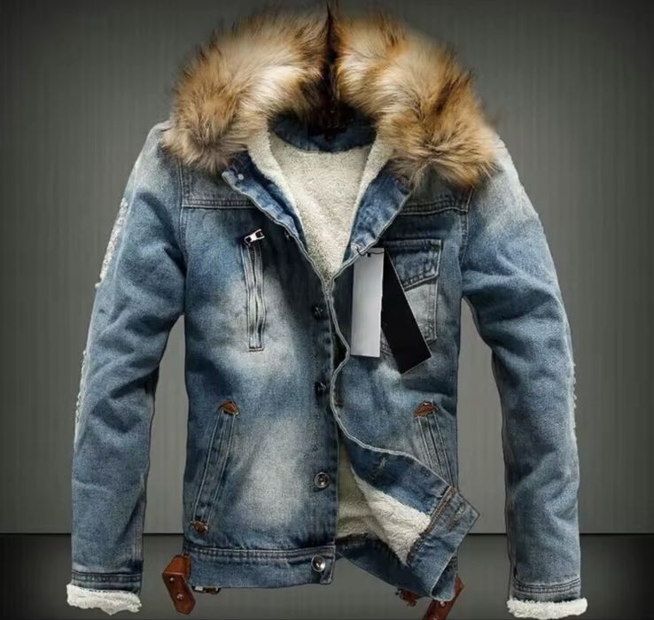 Мъжко дънково яке с пух