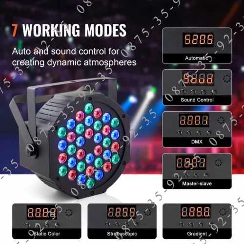 36 LED диода PAR Диско ПРОЖЕКТОР, Парти Дискотечен ПРОЕКТОР, лед ЛАМПА