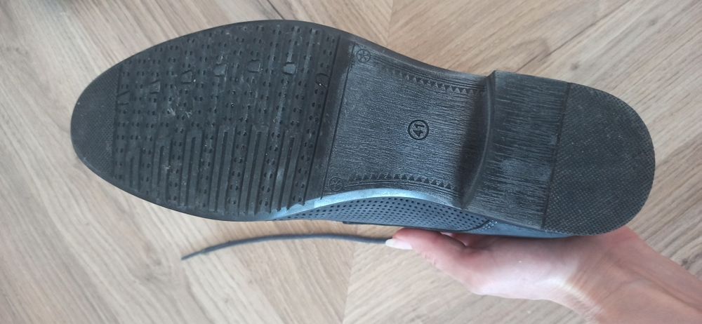 Тъмно сини мъжки кожени официални обувки