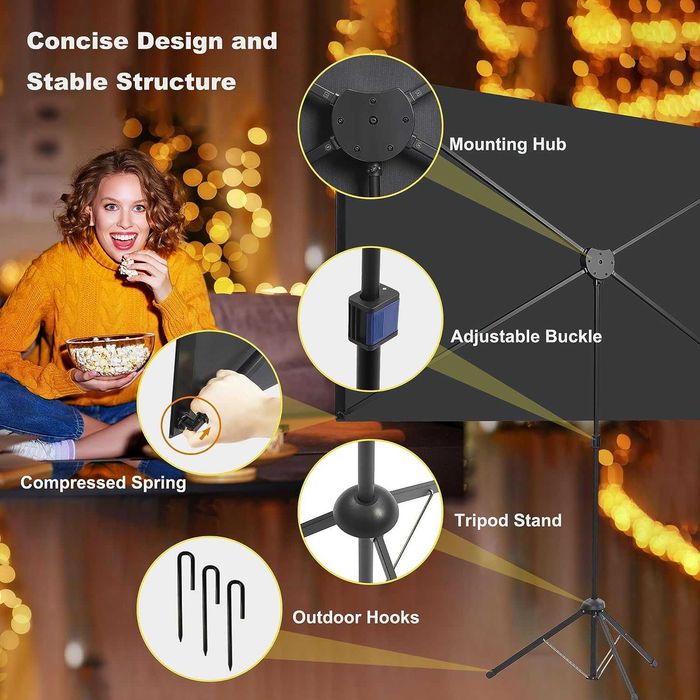 Ecran de proiectie cu trepied Excelimage 90 inchi, 16:9,4K HD