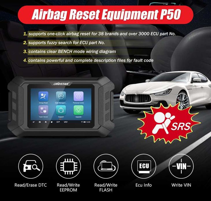 OBDSTAR P50 Airbag Reset + ODO Calibrate + Oil Service Reset Function