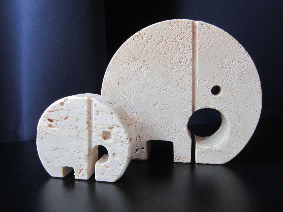 cadou rar arta Elefanti by Enzo Mari travertin Fratelli Mannelli  1970