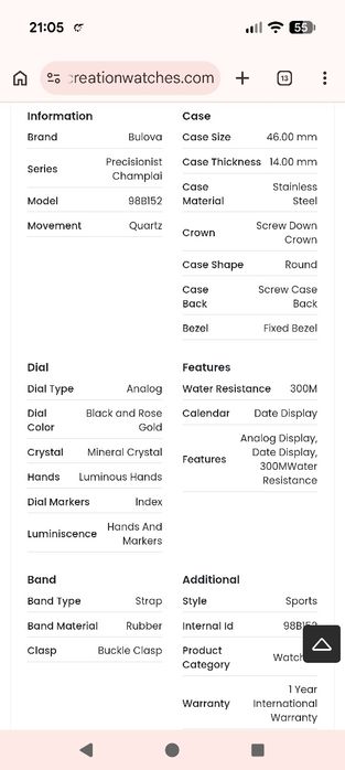 Ceas Bulova Precisionist 98B152