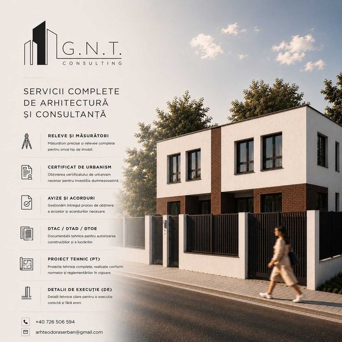 Arhitect Proiectant - RELEVEE, CU, AVIZE, DTAC / DTAD /DTOE, PT+DE