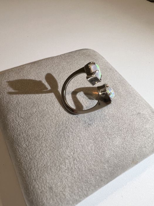 Inel Aur alb si Opal Natural