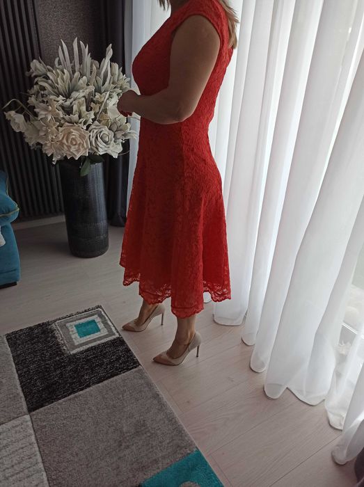 Rochie Sense , editie limitata, corai , dantela elastica