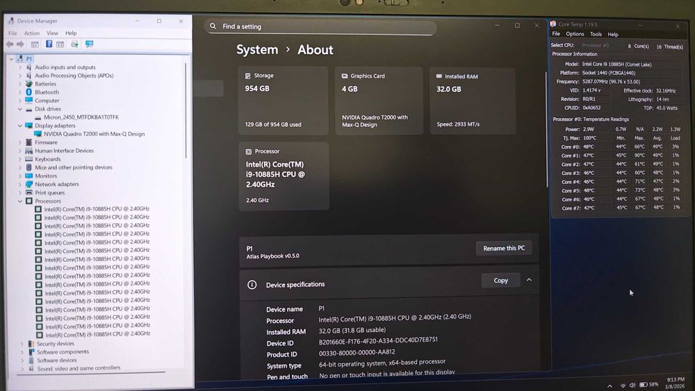 ThinkPad P1 Gen 3 i9 64GB 1TB 4K UHD Quadro T2000 Workstation