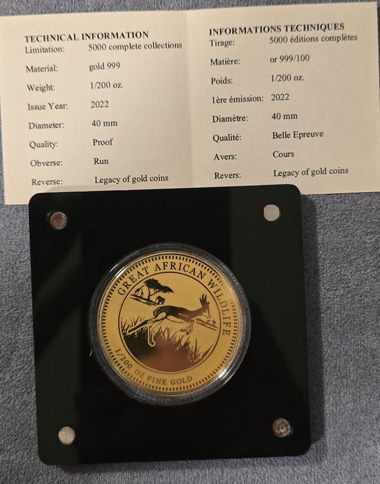 African Springbok – Златна монета 999 (1/200 oz)