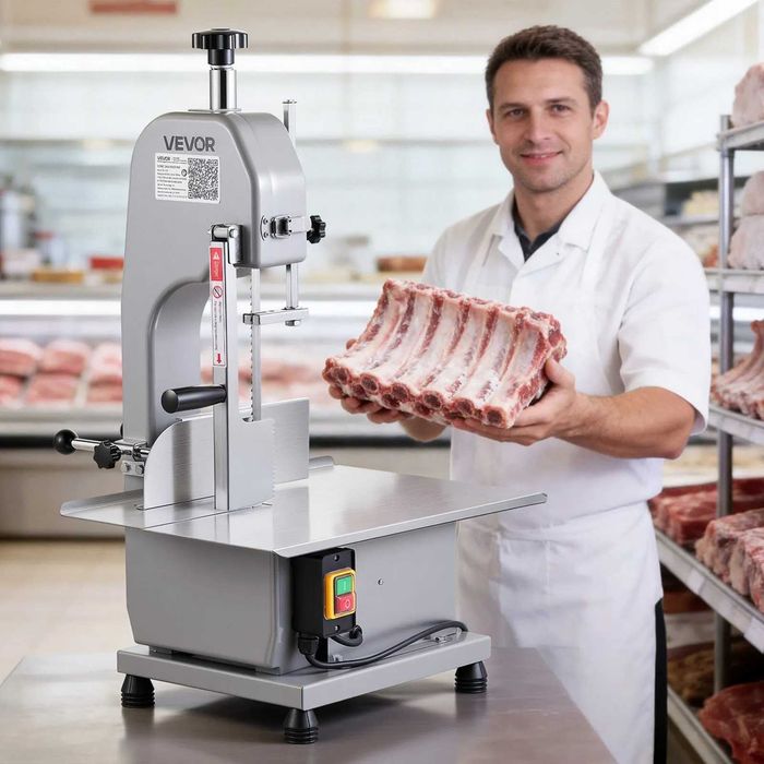 Банциг за месо - 1500W - Професионален - 7 резервни ленти - Ленточен трион за кости и замразено - ГАРАНЦИЯ
