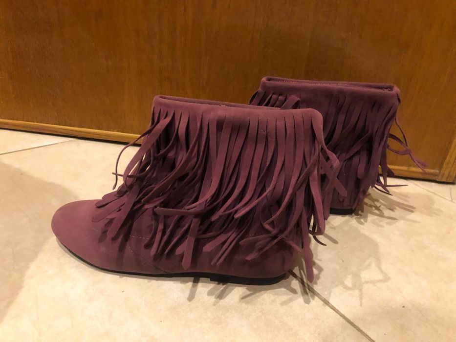 Боти с ресни в цвят бордо 39 номер