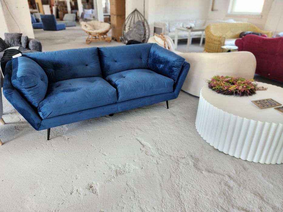 SP! NOU Canapea fixă 210cm, catifea bleumarin