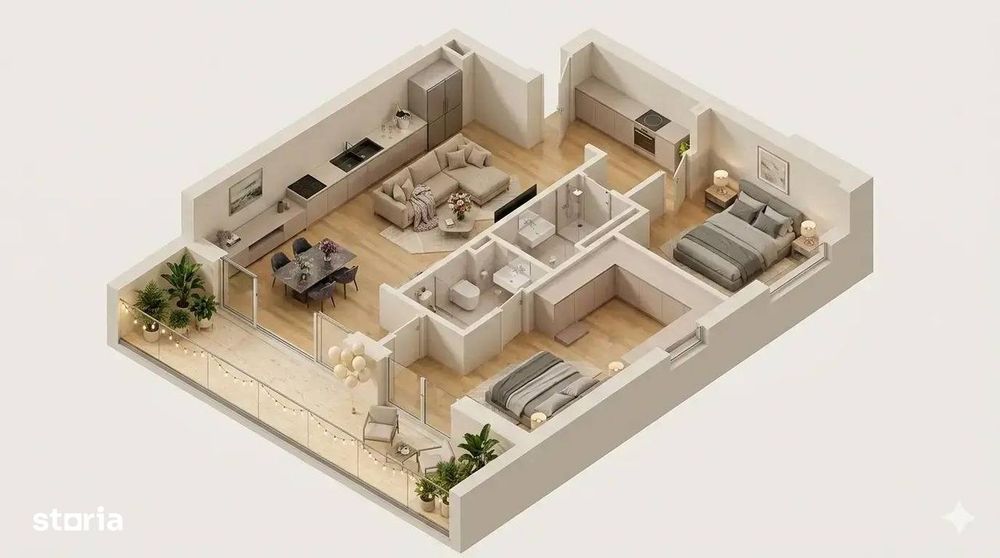 3B: Apartament 3 camere cu balcon de 17 mp, KronenPark Pipera — fotografia 1