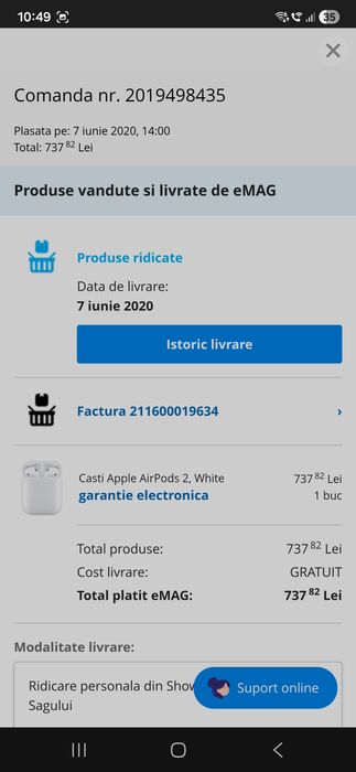 Vand casti AirPods2 - baterie slaba